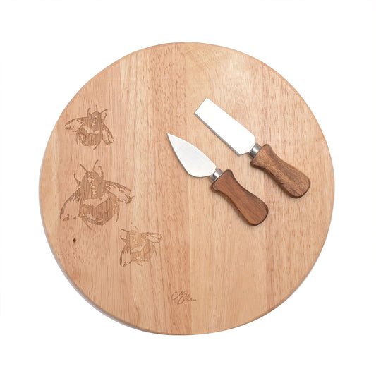 Meg Hawkins Bee Round Cheese Board and Knife Set