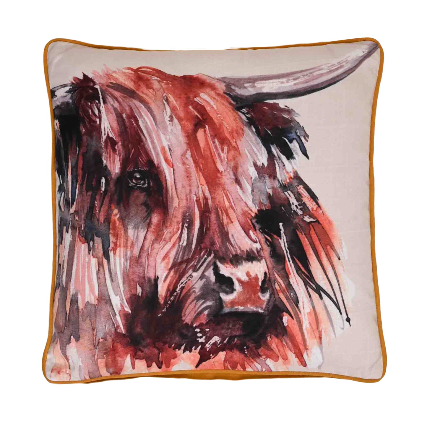 Meg Hawkins Square Cushion Highland Cow