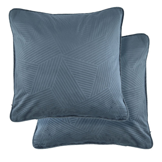 Midnight Charcoal Embossed Geo Velvet Cushion Covers (Pair)