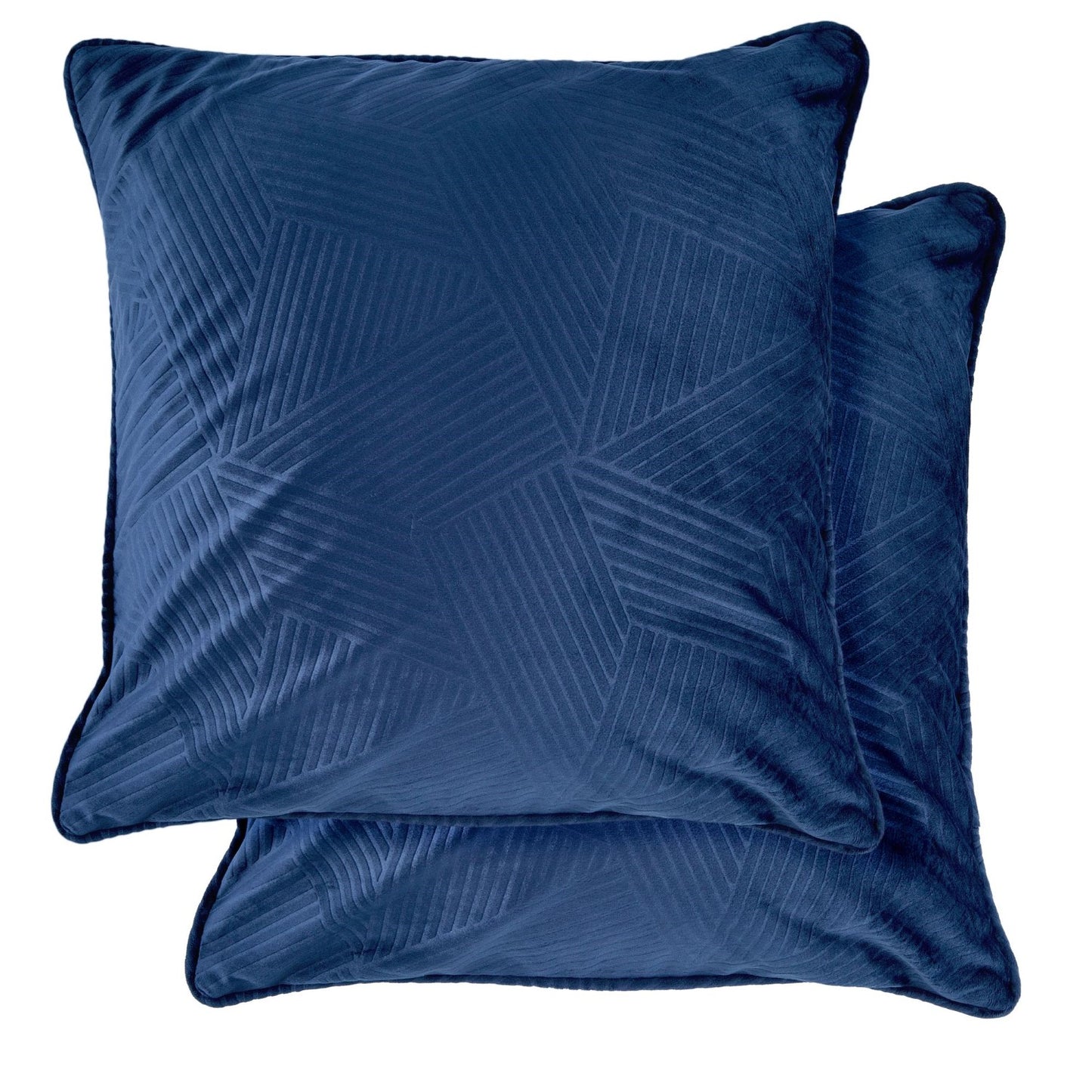 Midnight Navy Embossed Geo Velvet Cushion Covers (Pair)