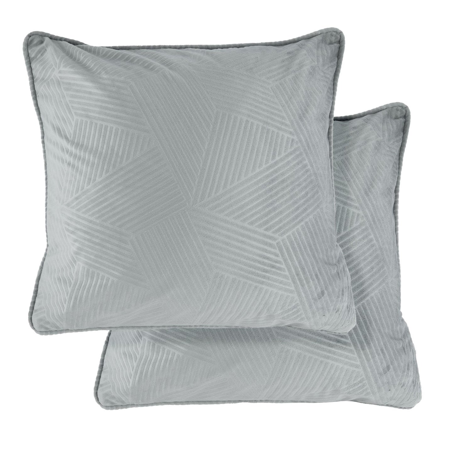 Midnight Silver Embossed Geo Velvet Cushion Covers (Pair)