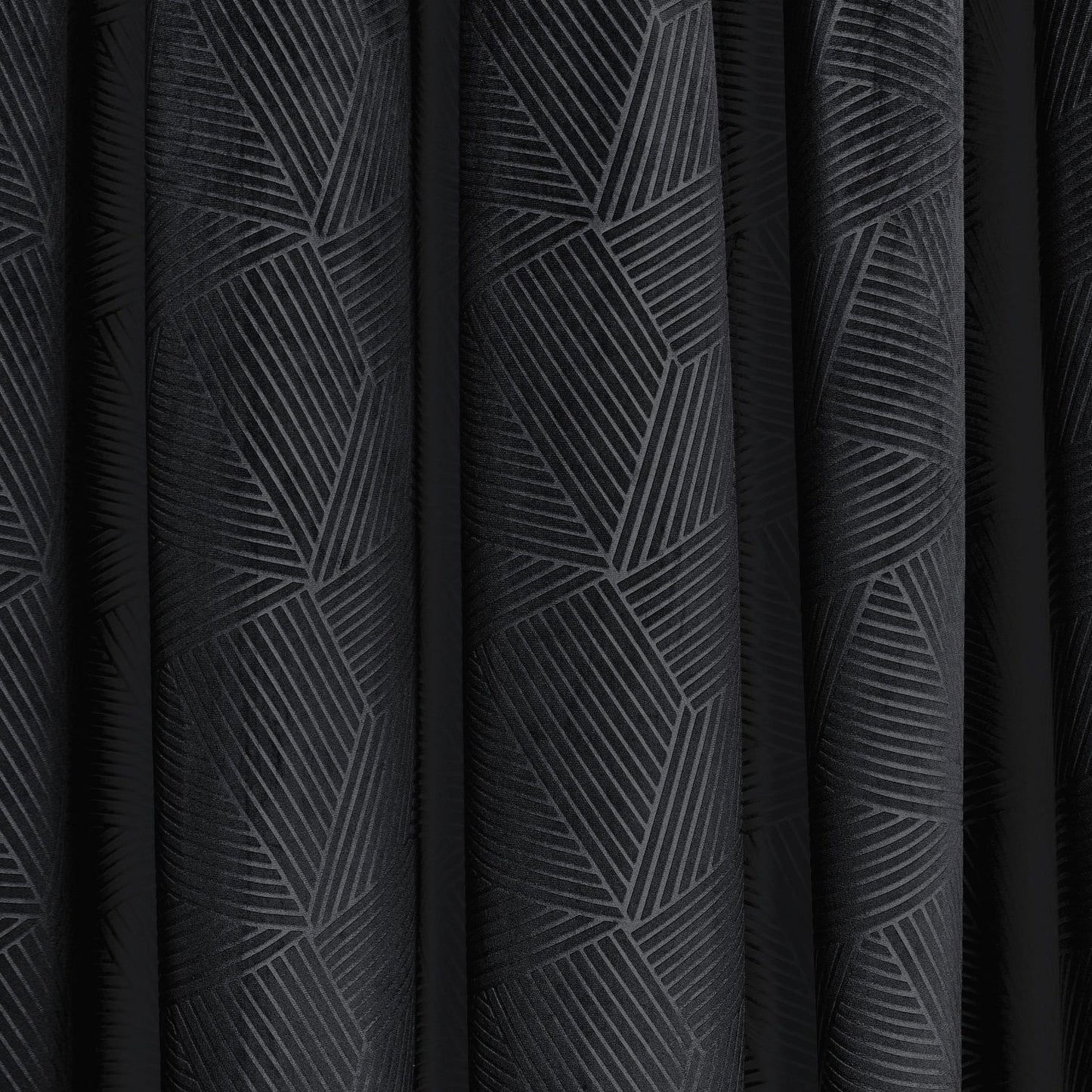 Midnight Black Embossed Velvet Thermal Eyelet Door Curtain