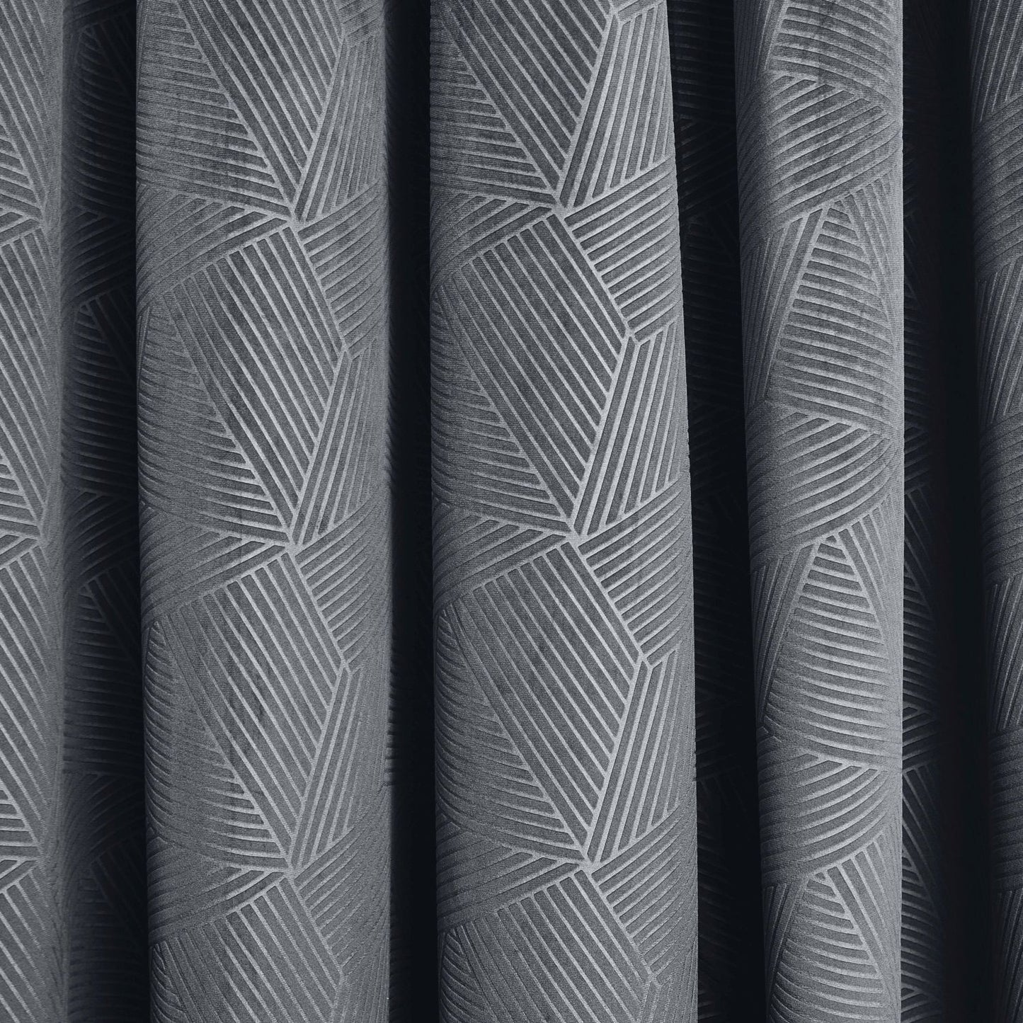 Midnight Charcoal Grey Embossed Velvet Thermal Eyelet Door Curtain