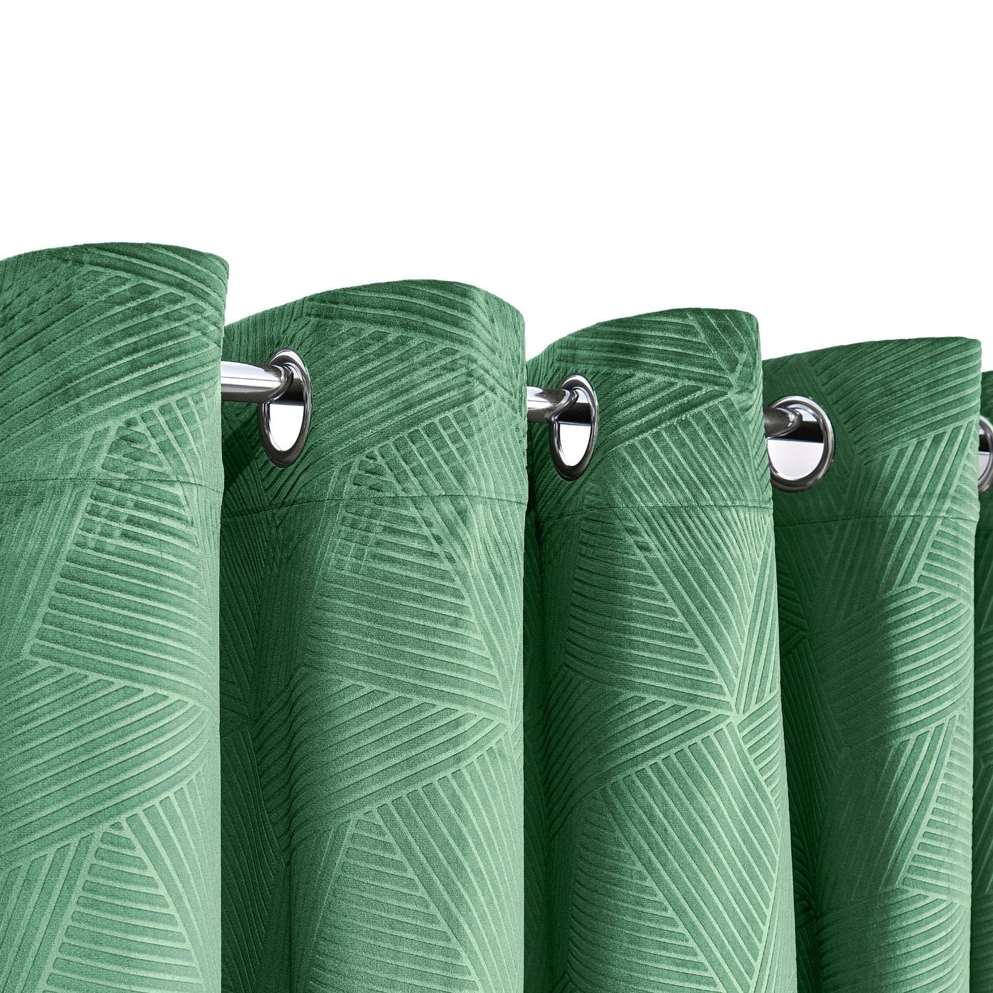 Midnight Green Velvet Blackout Eyelet Curtains