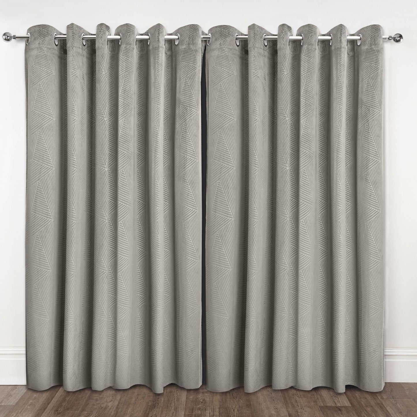 Midnight Stone Embossed Velvet Thermal Blackout Eyelet Curtains