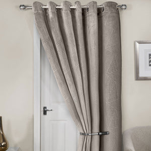 Midnight Stone Embossed Velvet Thermal Eyelet Door Curtain