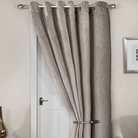 Midnight Stone Embossed Velvet Thermal Eyelet Door Curtain