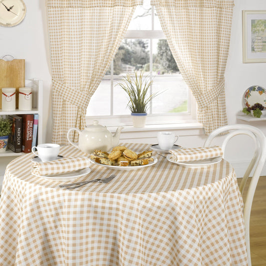 Molly Gingham Beige Tablecloth