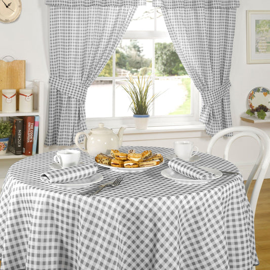 Molly Gingham Charcoal Grey Tablecloth