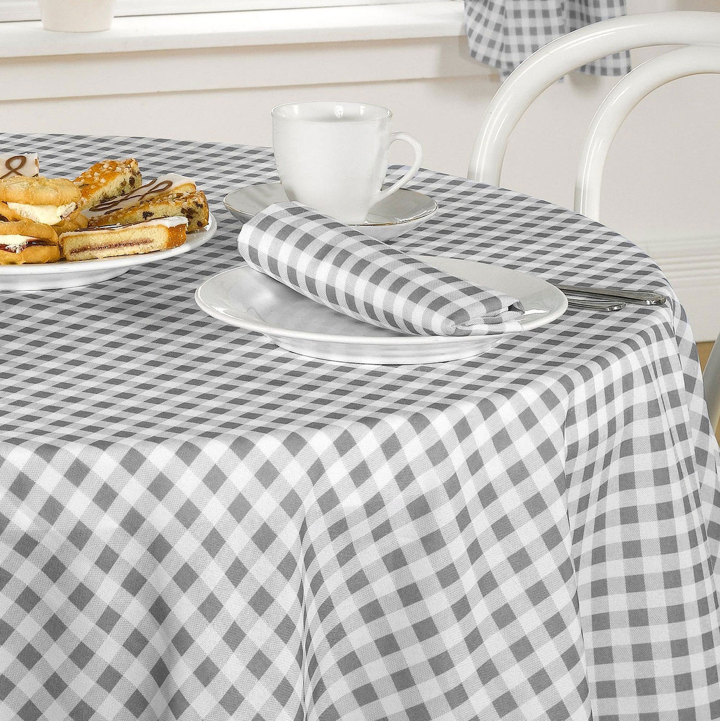 Molly Gingham Charcoal Grey Check Napkins (Pack of 4)