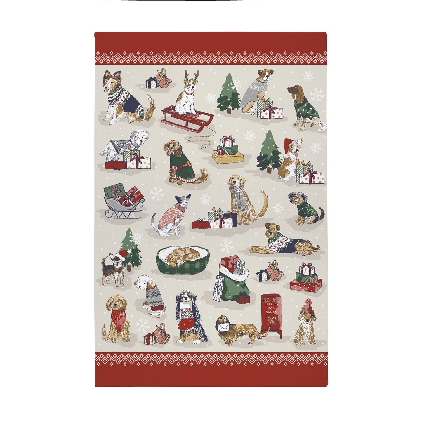 Merry Mutts Cotton Christmas Tea Towel