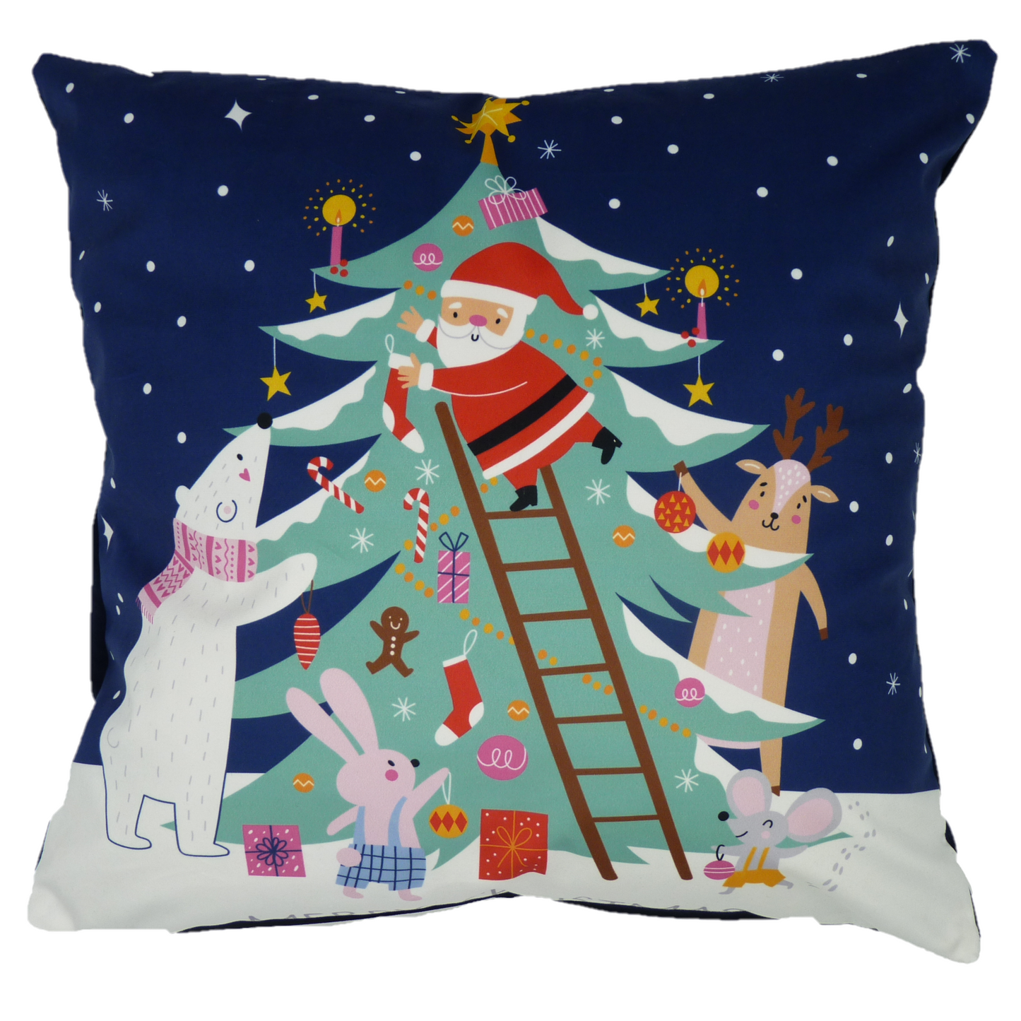 Christmas Tree Royal Blue Filled Velvet Cushion (45cm x 45cm)