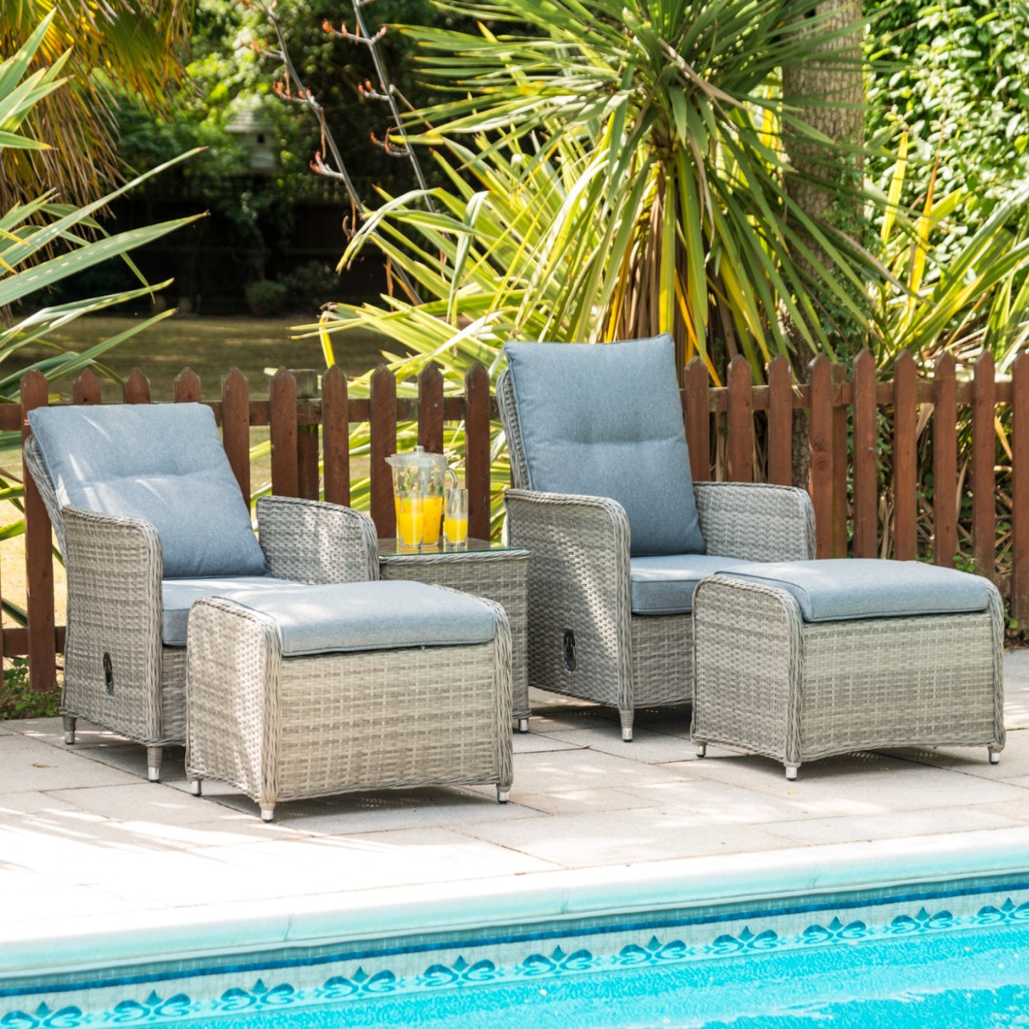 Milan Grey Lounger Set with 2 Armchairs and Side Table
