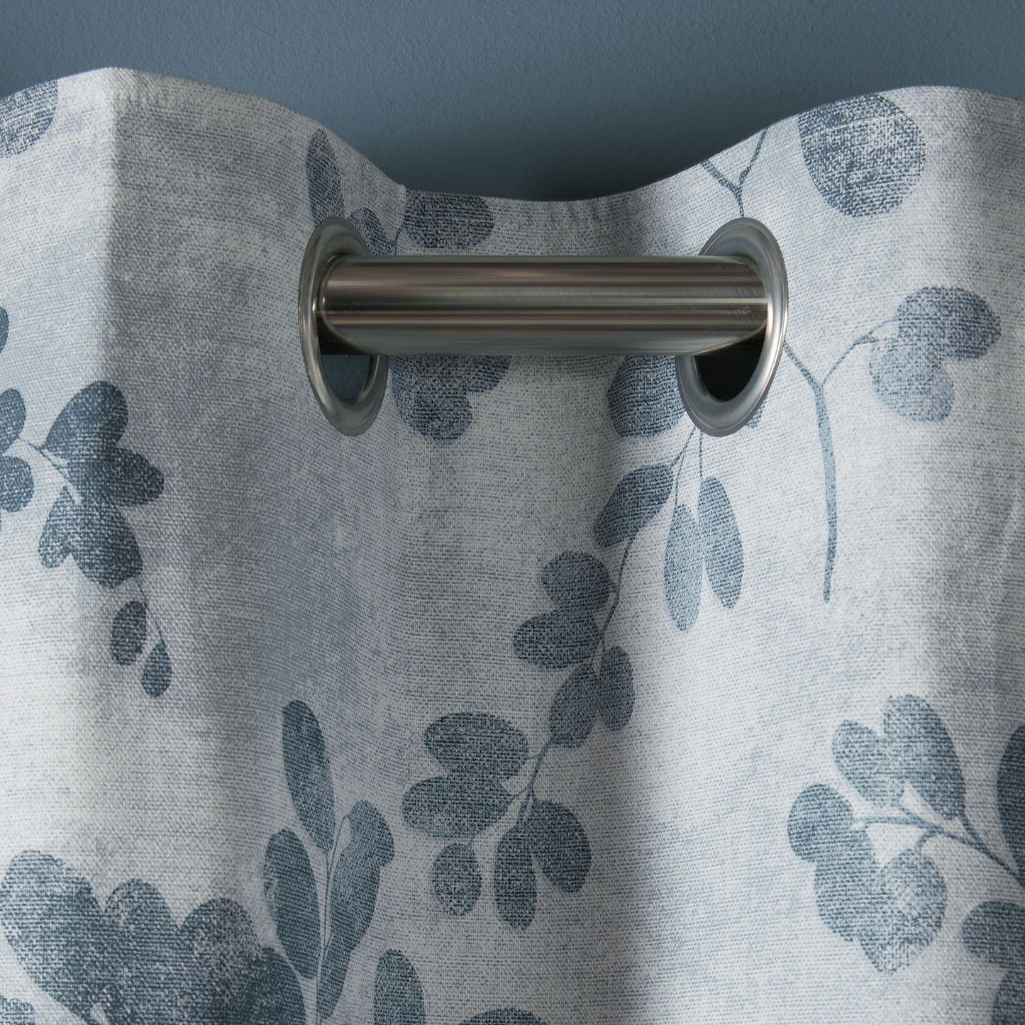 Laura Ashley Millhayes Smoke Blue Blackout Eyelet Curtains