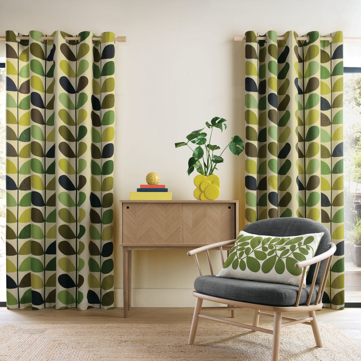 Orla Kiely Multi Stem Fern-Ochre Eyelet Curtains