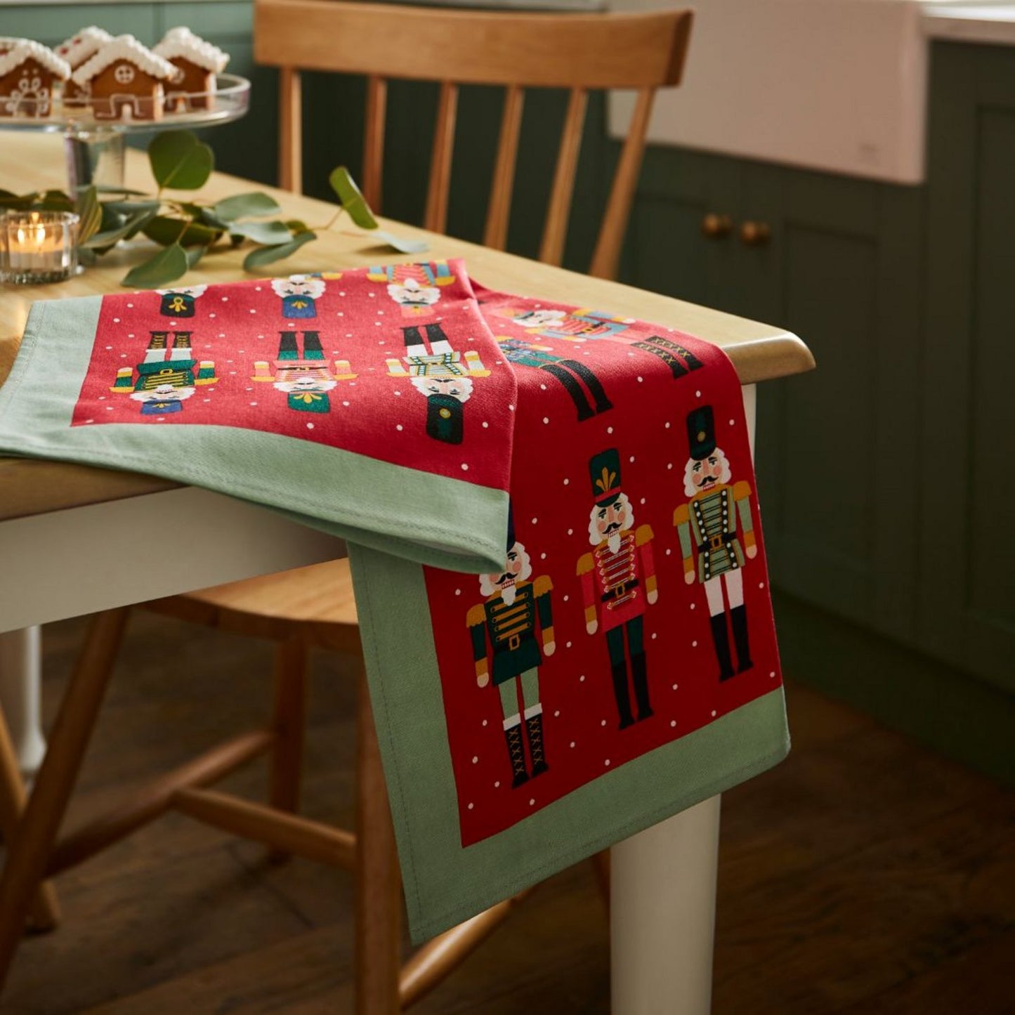 Nutcracker Parade Red Tea Towel Cotton