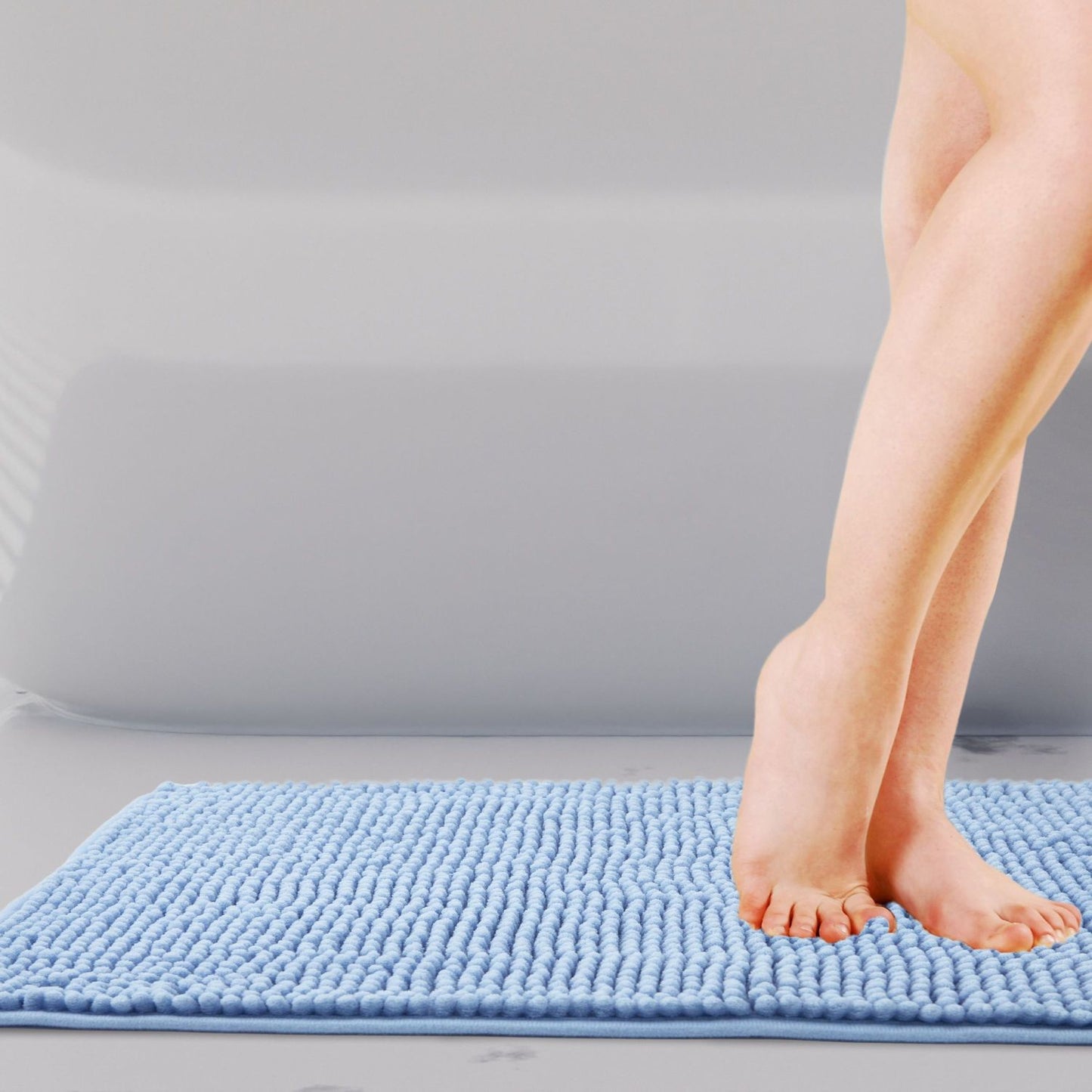 Noodle Blue Soft Touch Non-Slip Bath Mat