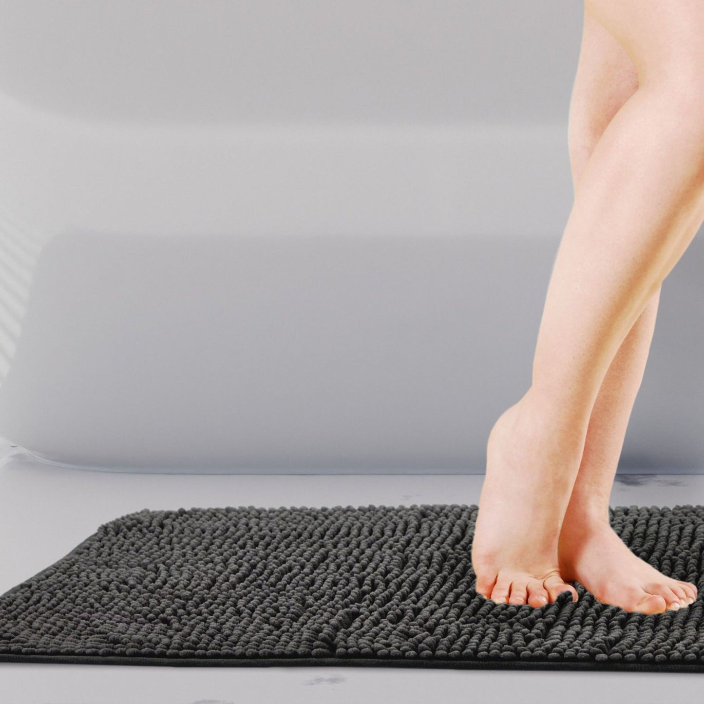 Noodle Black Soft Touch Non-Slip Bath Mat