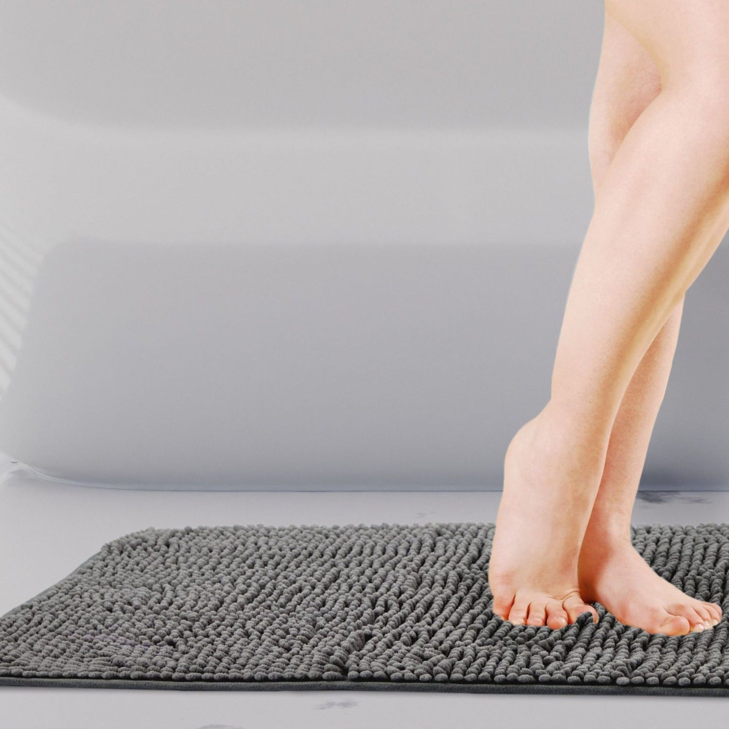 Noodle Grey Soft Touch Non-Slip Bath Mat