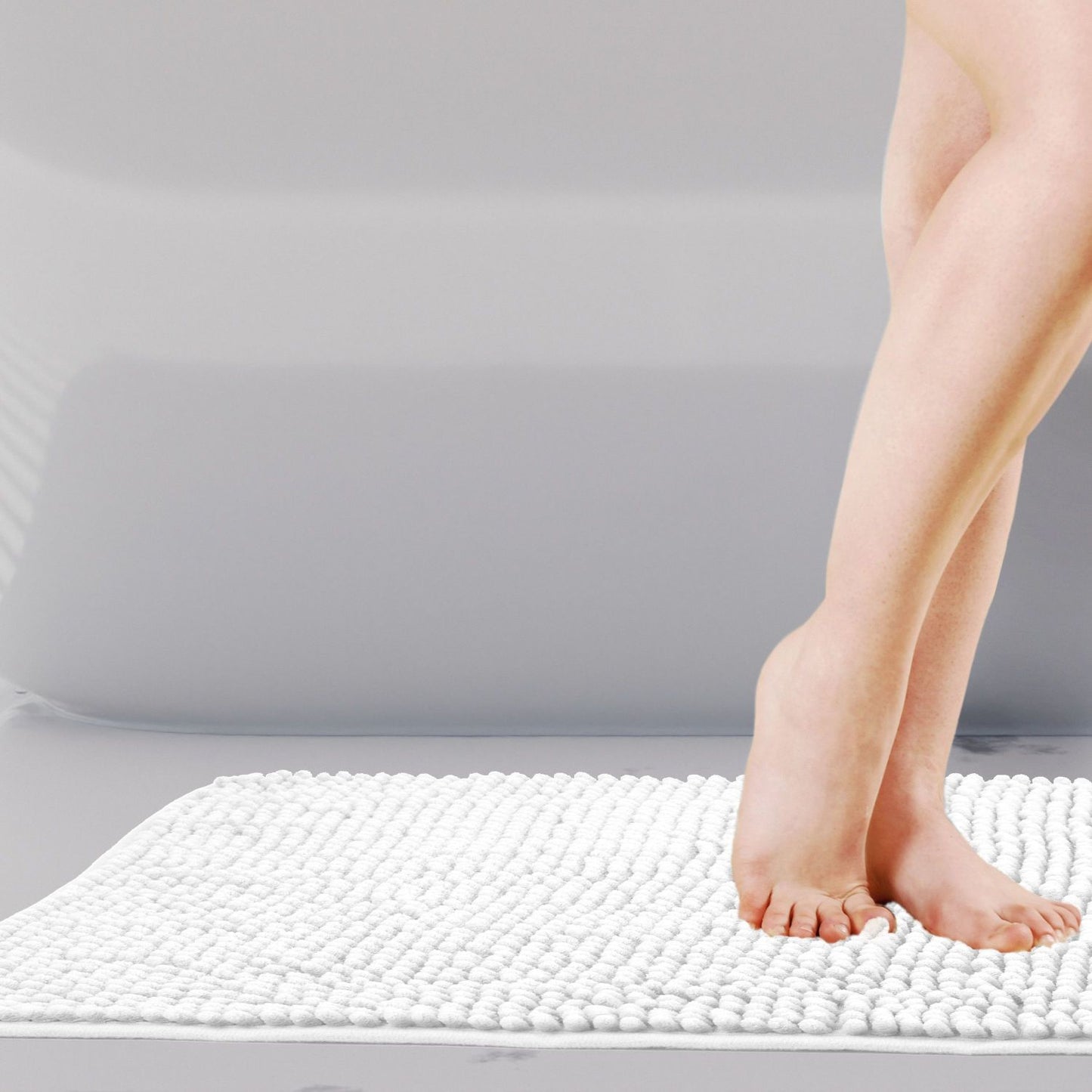 Noodle White Soft Touch Non-Slip Bath Mat