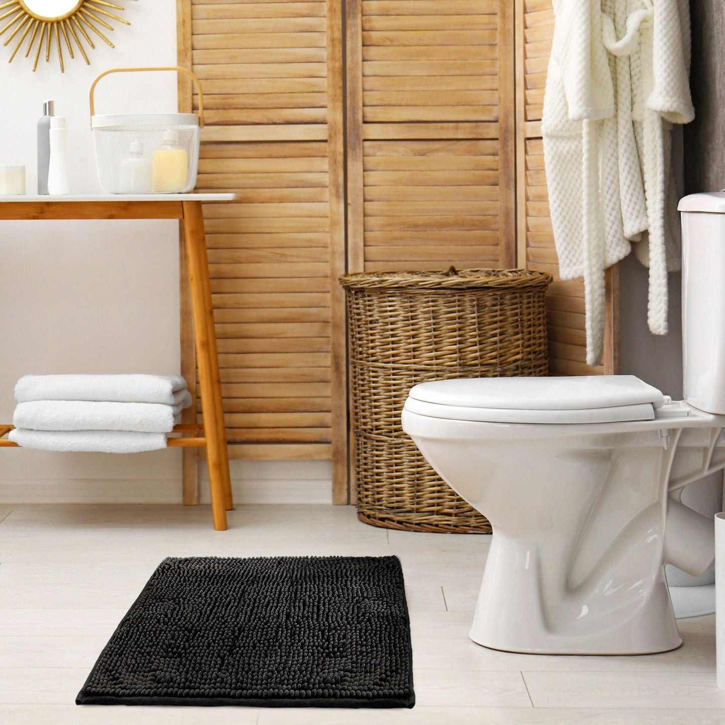 Noodle Black Soft Touch Non-Slip Bath Mat