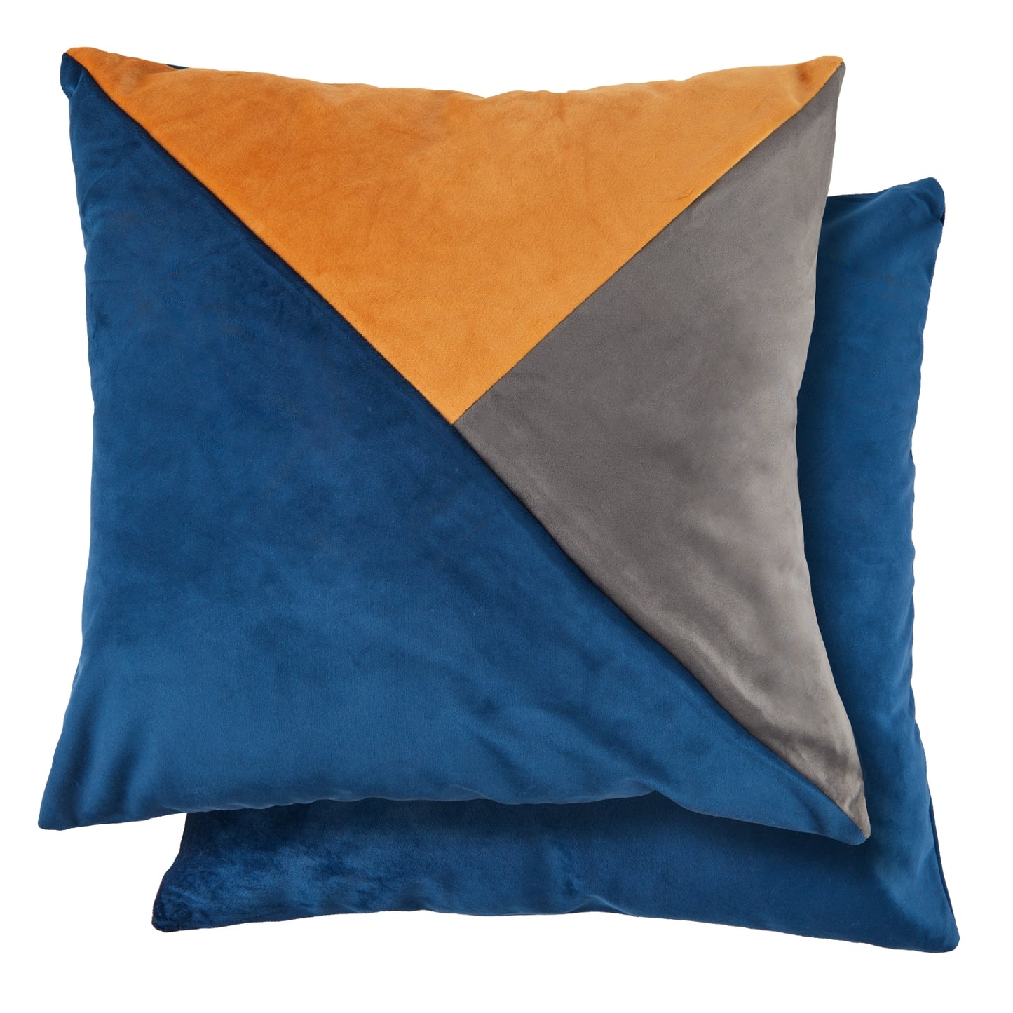 New Orleans Blue Multi Geometric Velvet Cushion Covers (Pair)