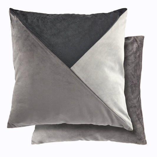 New Orleans Charcoal Grey Geometric Velvet Cushion Covers  (Pair)