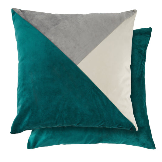 New Orleans Emerald Geometric Velvet Cushion Covers (Pair)