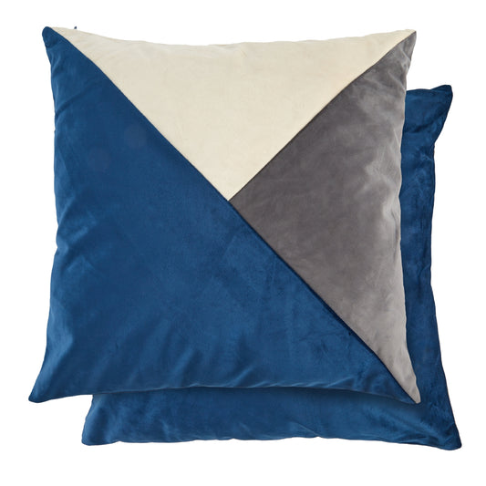 New Orleans Navy Geometric Velvet Cushion Covers (Pair)