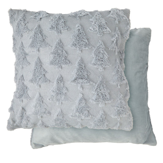 Nyla Silver Soft Touch Christmas Tree Cushion Covers (Pair)