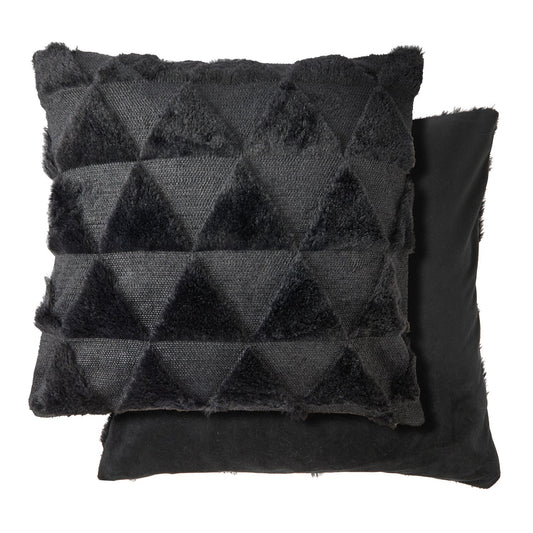 Nyla Black Soft Touch Geometric Tufted Cushion Covers (Pair)