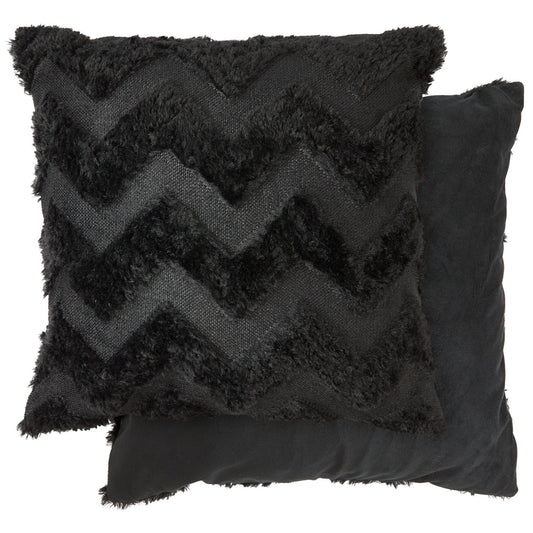 Nyla Black Soft Touch Tufted Zigzag Cushion Covers (Pair)