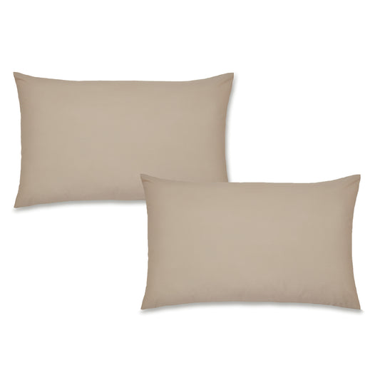 Catherine Lansfield Natural Easy Iron Percale Housewife Pillowcase Pair
