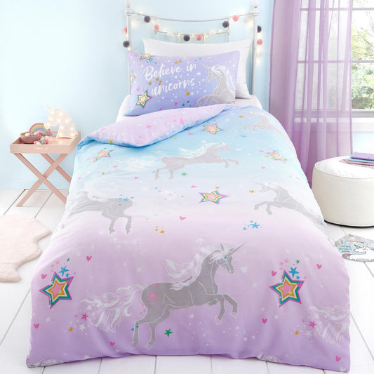 Ombre Unicorn Glow in the Dark Kids Duvet Set