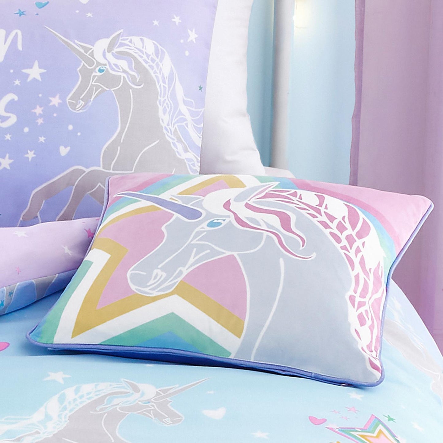 Ombre Unicorn Glow in the Dark Kids Duvet Set