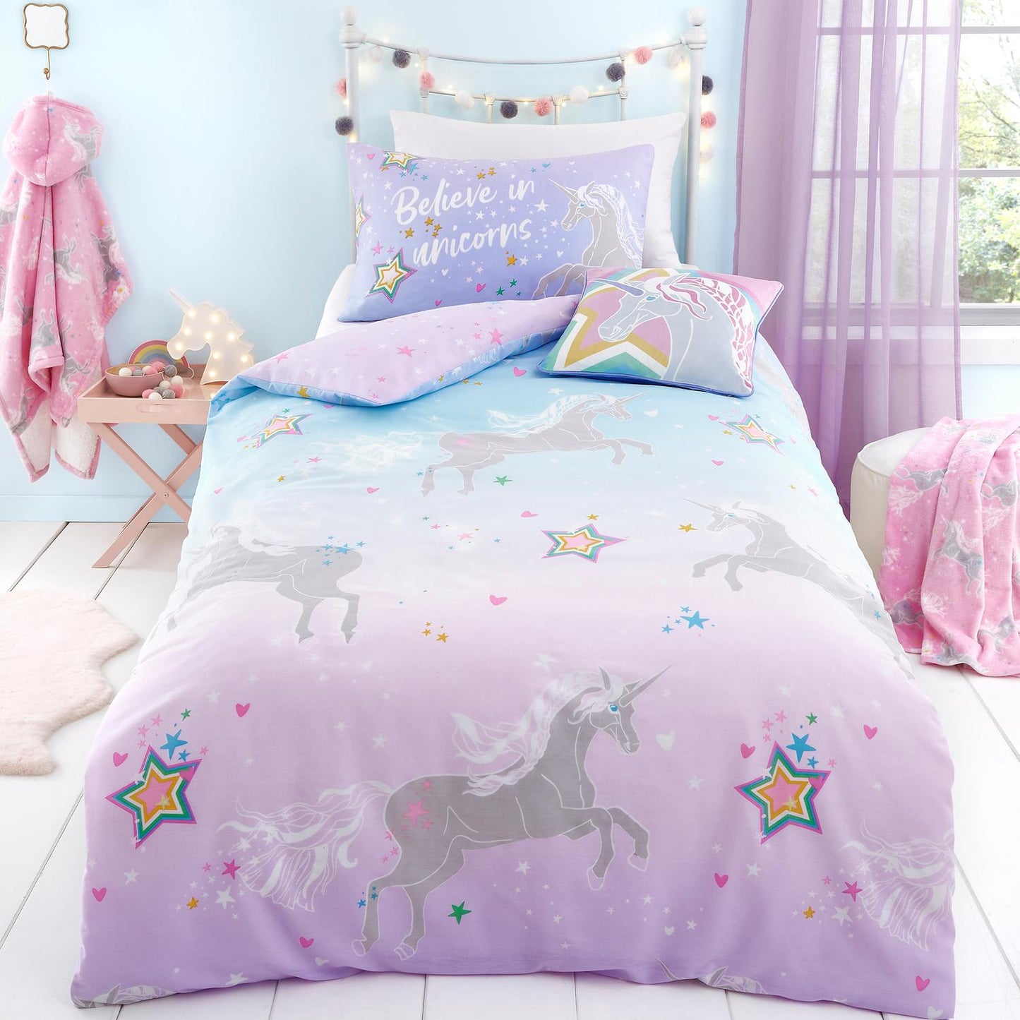 Ombre Unicorn Glow in the Dark Kids Duvet Set