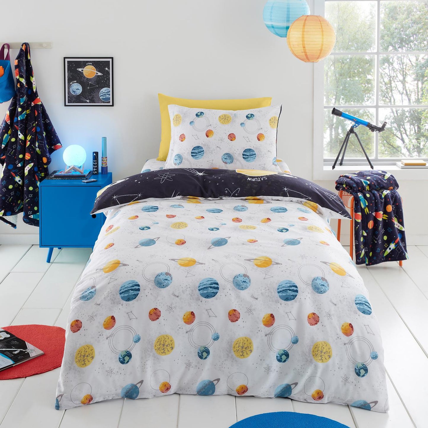 Outer Space Black Glow in the Dark Kids Duvet Set