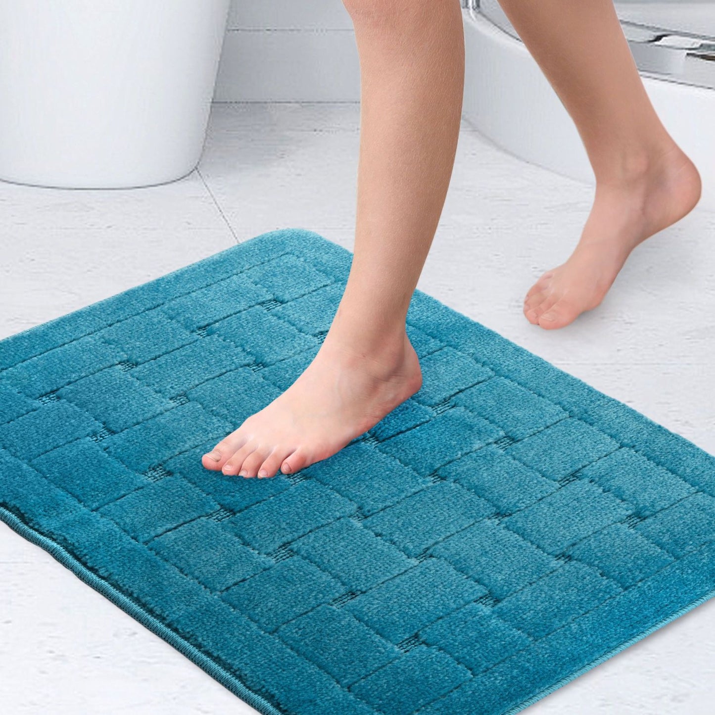 Orkney Aqua Crosshatch Bath Mat