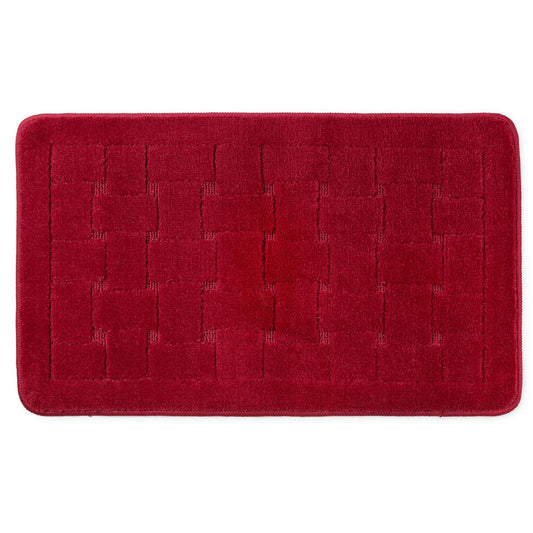 Orkney Bordeaux Red Crosshatch Bath Mat