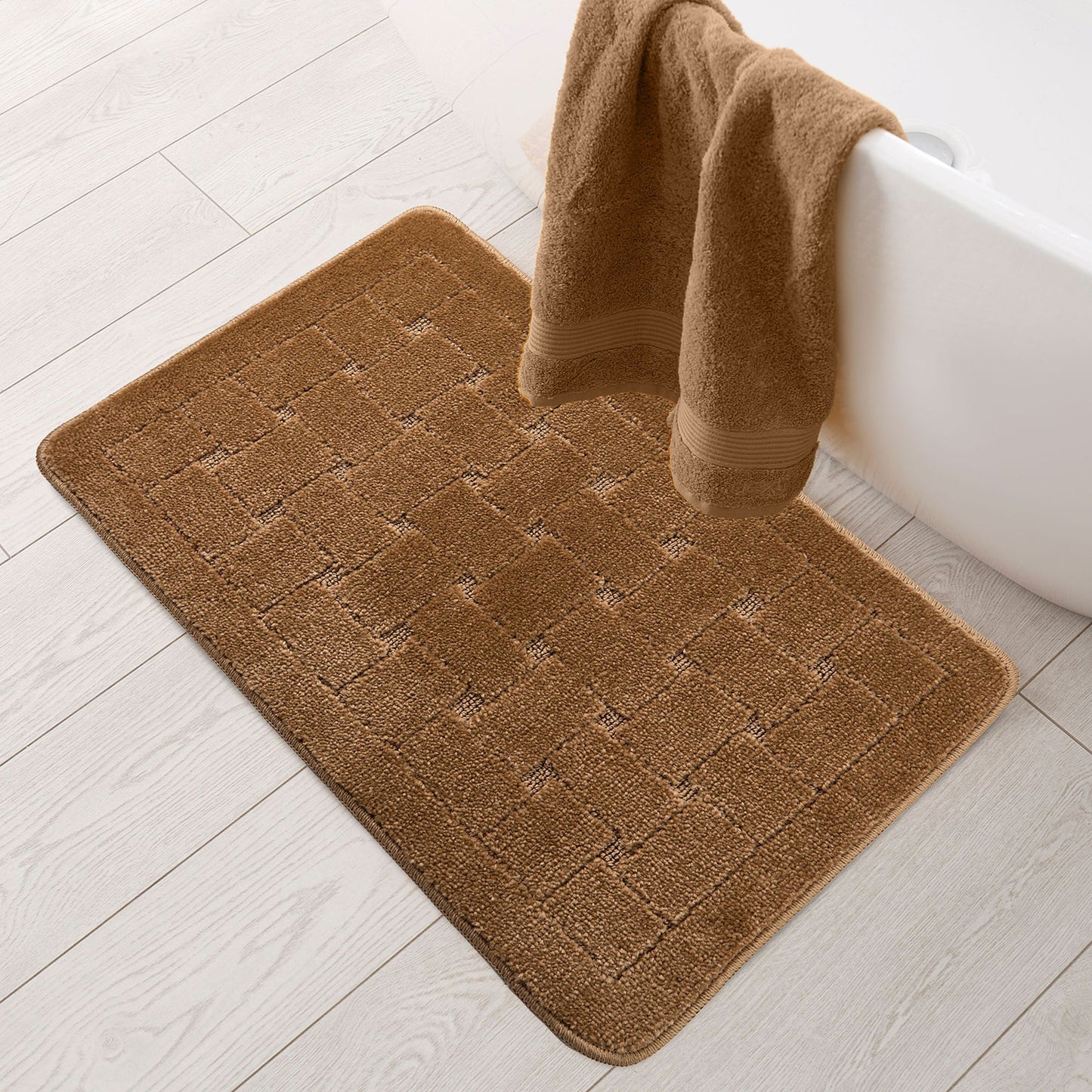 Orkney Beige Crosshatch Bath Mat