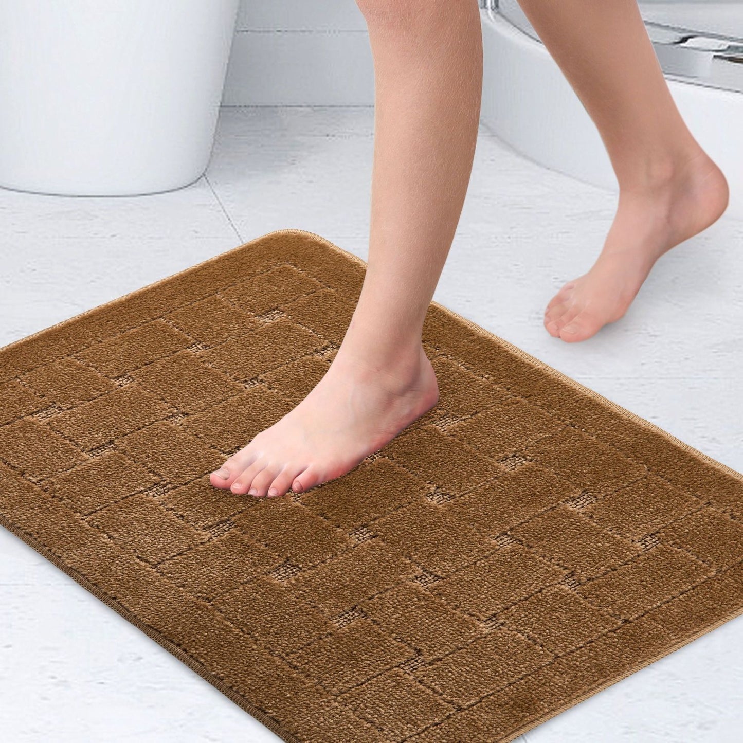 Orkney Beige Crosshatch Bath Mat