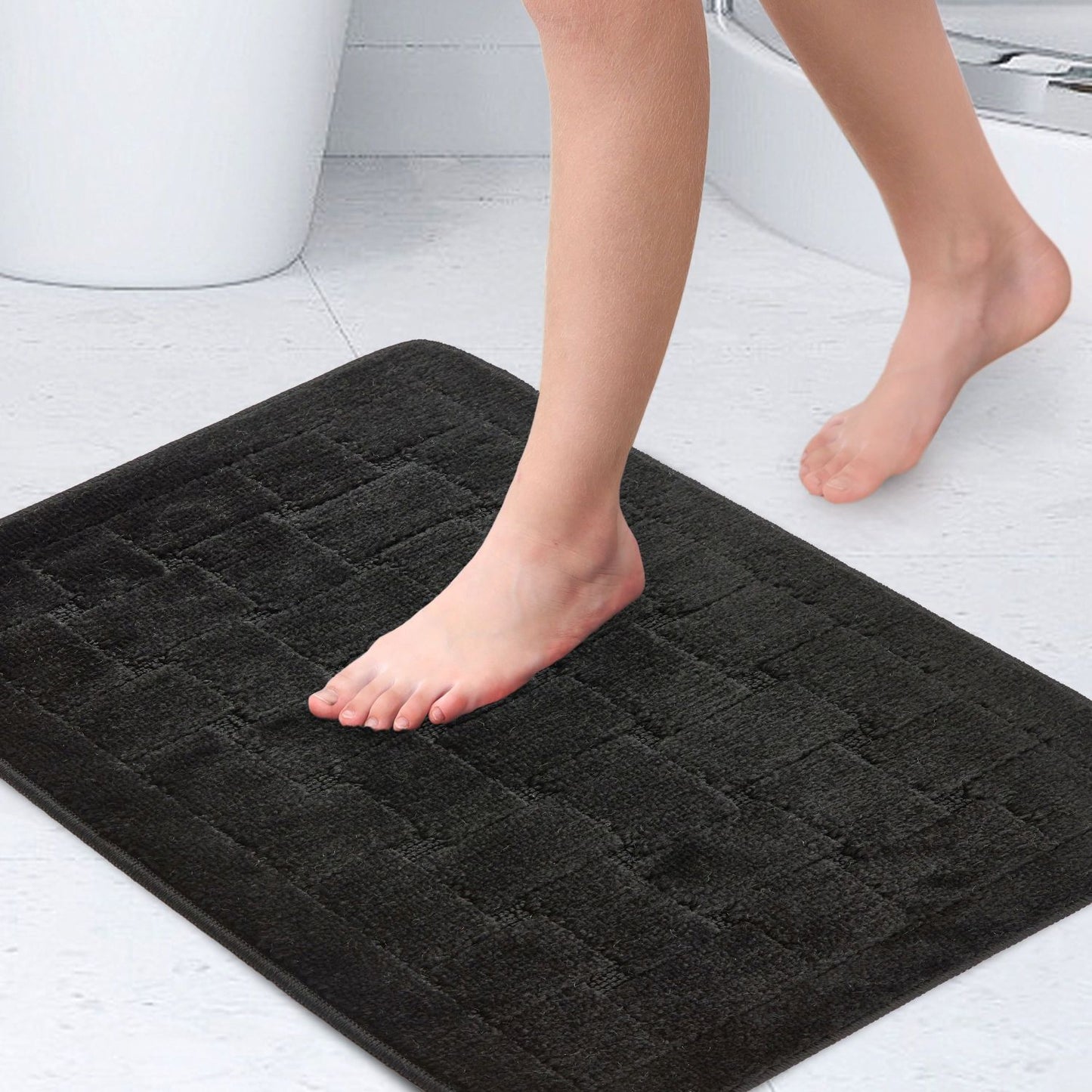 Orkney Black Crosshatch Bath Mat