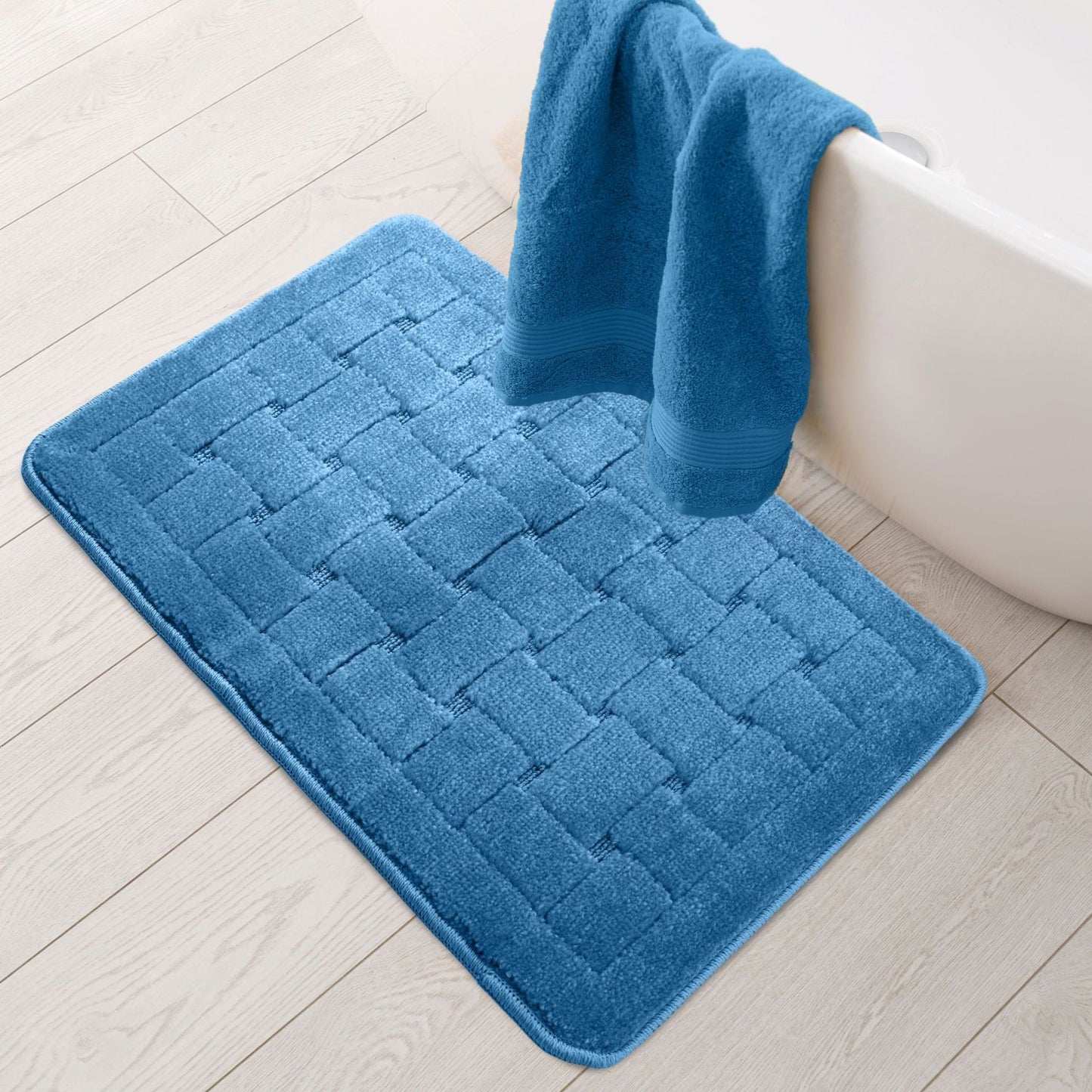 Orkney Blue Crosshatch Bath Mat