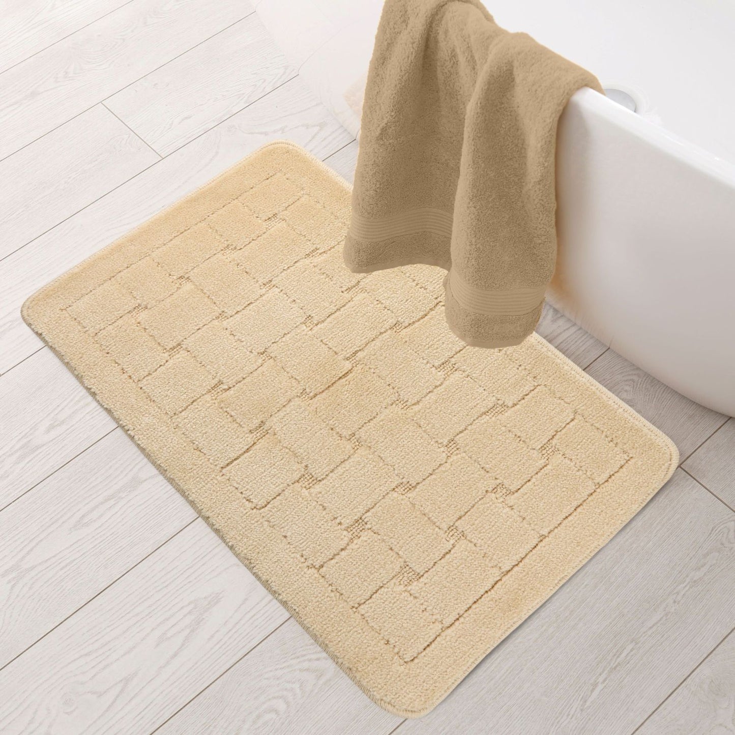 Orkney Cream Crosshatch Bath Mat