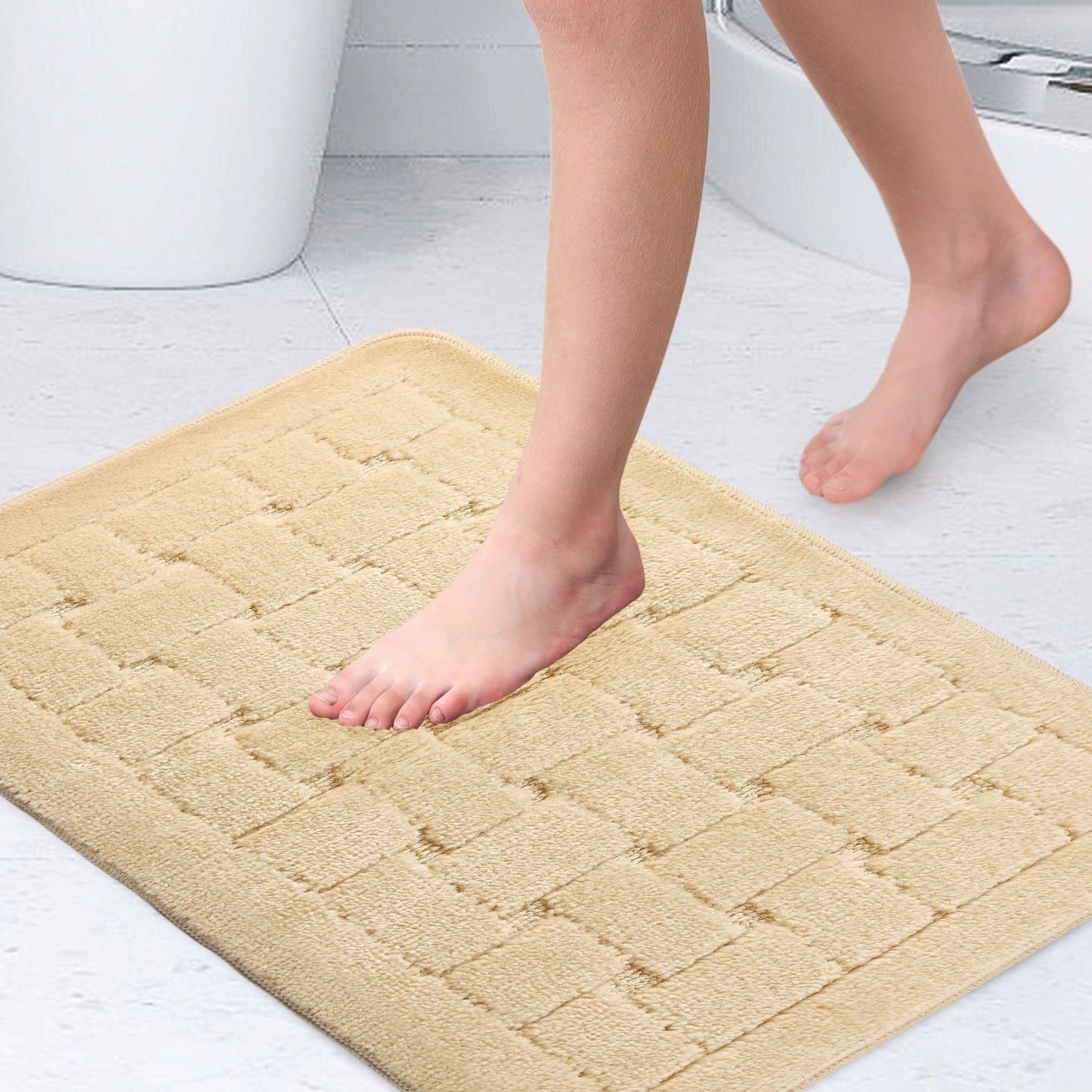 Orkney Cream Crosshatch Bath Mat