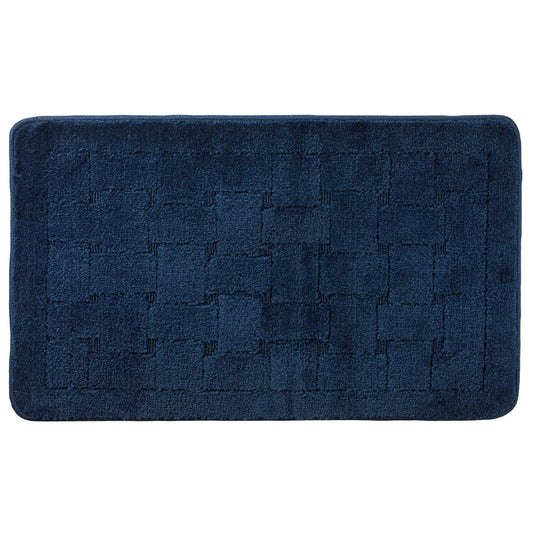 Orkney Navy Blue Crosshatch Bath Mat