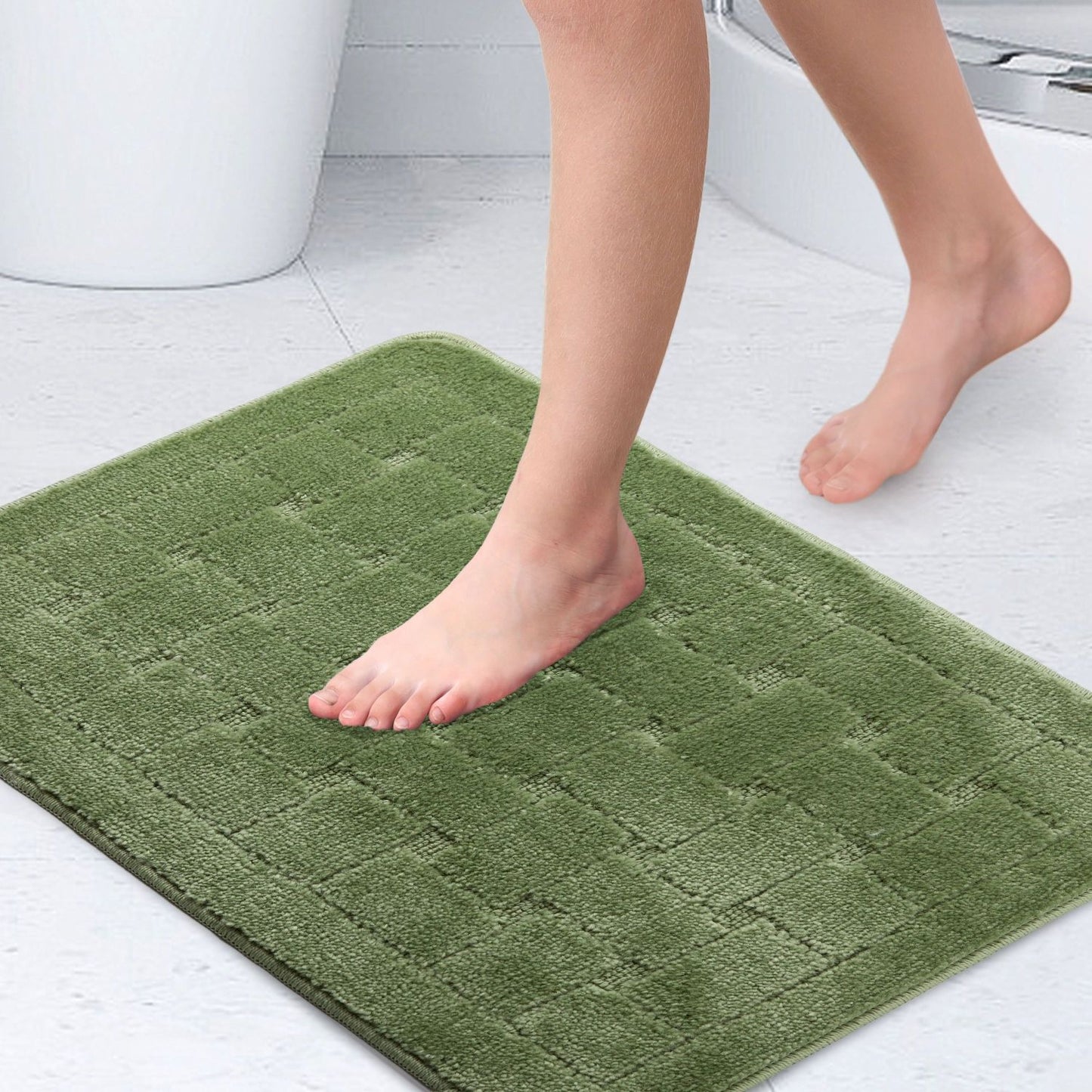 Orkney Sage Green Crosshatch Bath Mat