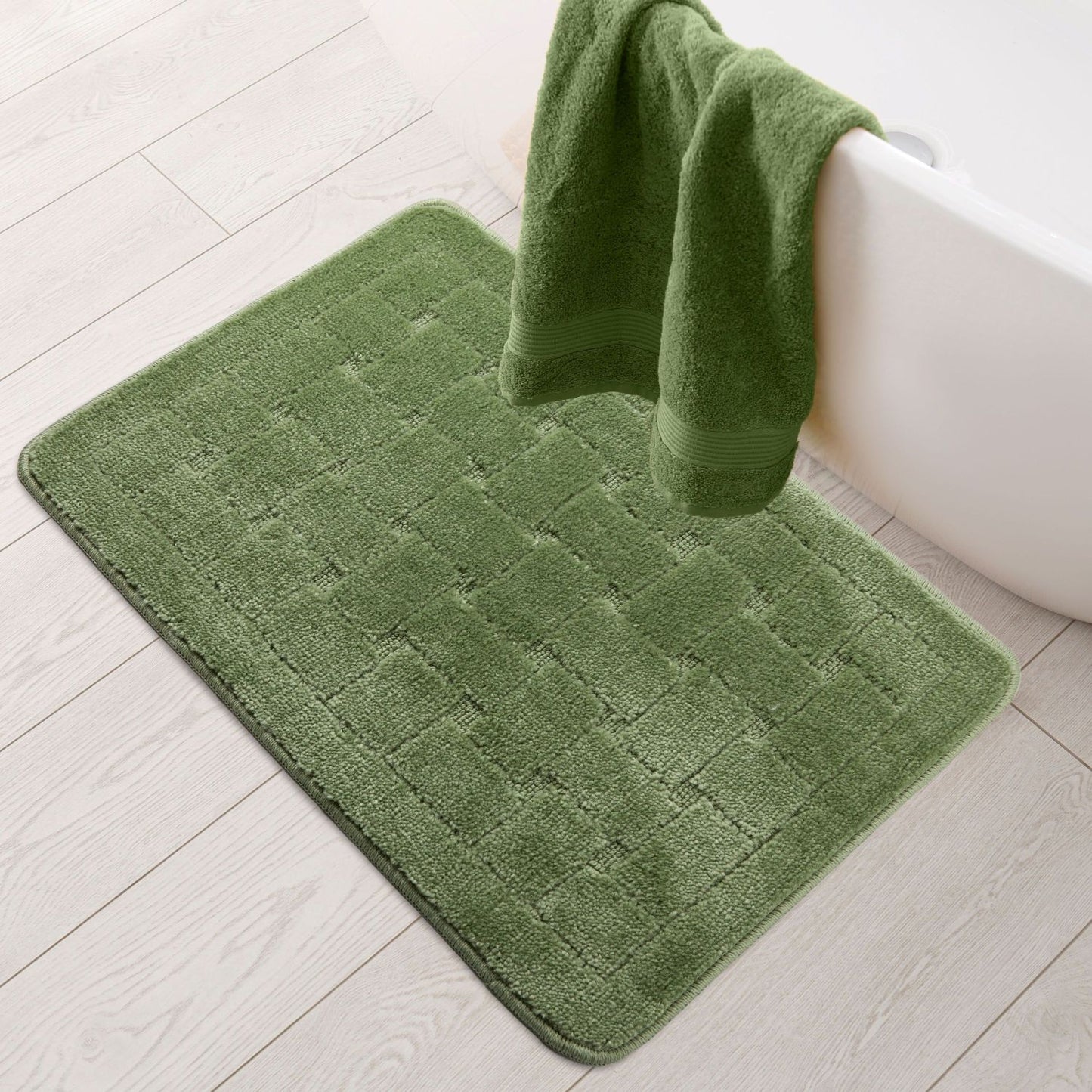 Orkney Sage Green Crosshatch Bath Mat