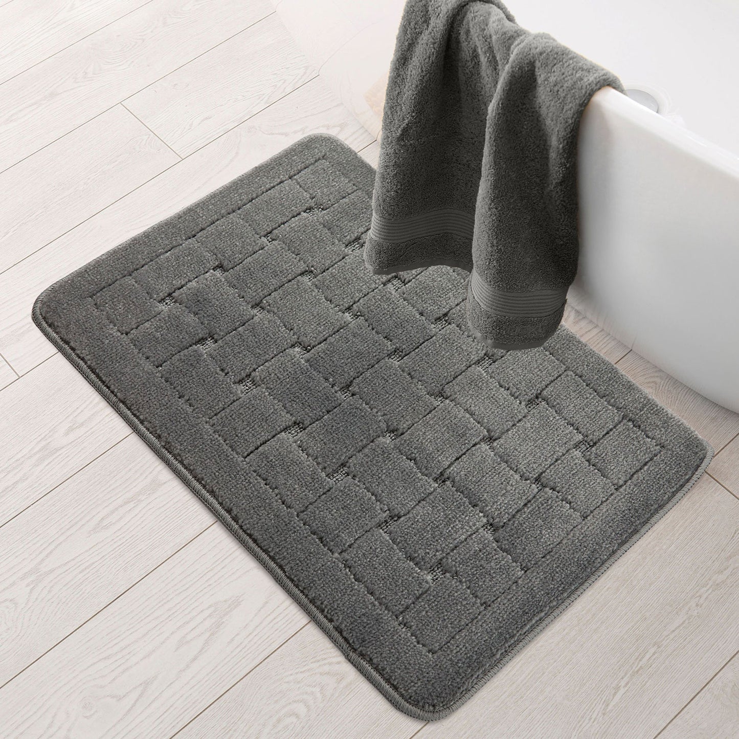 Orkney Grey Crosshatch Bath Mat