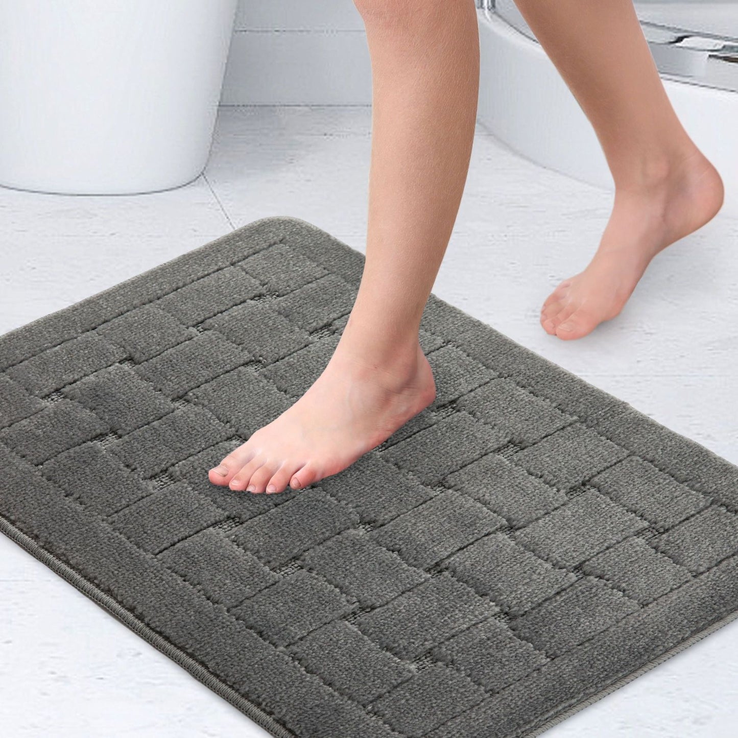 Orkney Grey Crosshatch Bath Mat